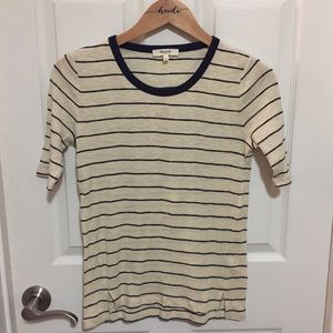 Madewell Cream & Navy Stripe Tee Sz S. Barely Worn